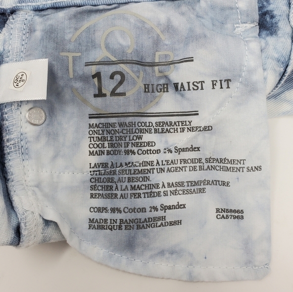 NWT TREASURE & BOND NORDSTROM NAVY DENIM TIE DYE HIGH WAIST SHORTS GIRLS SIZE 12 - Picture 12 of 13